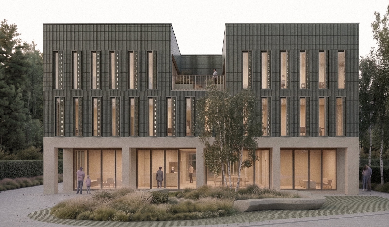 Randare exterioară de zi a centrului multifuncțional